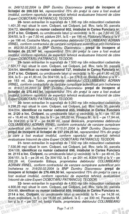 Anunţul de vânzare a terenurilor lui Irinel Columbeanu.