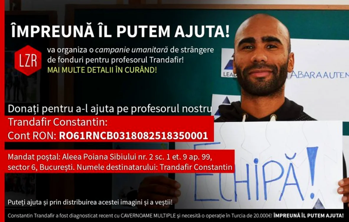 Elevii lui Constantin Trandafir au distribuit acest poster pe Facebook și îi roagă pe toți cei dornici să ajute să procedeze la fel