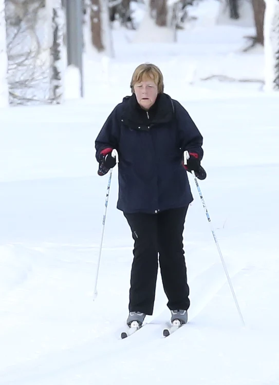 *EXCLUSIVE* Angela Merkel and Joachim Sauer enjoy a skiing trip in St Moritz **STRICTLY NO ONLINE UNTIL FURTHER NOTICE** jpeg