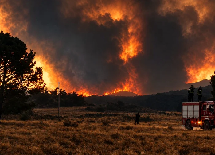 Pompierii români luptă în continuare cu incendiile din Franța FOTO Facebook / IGSU