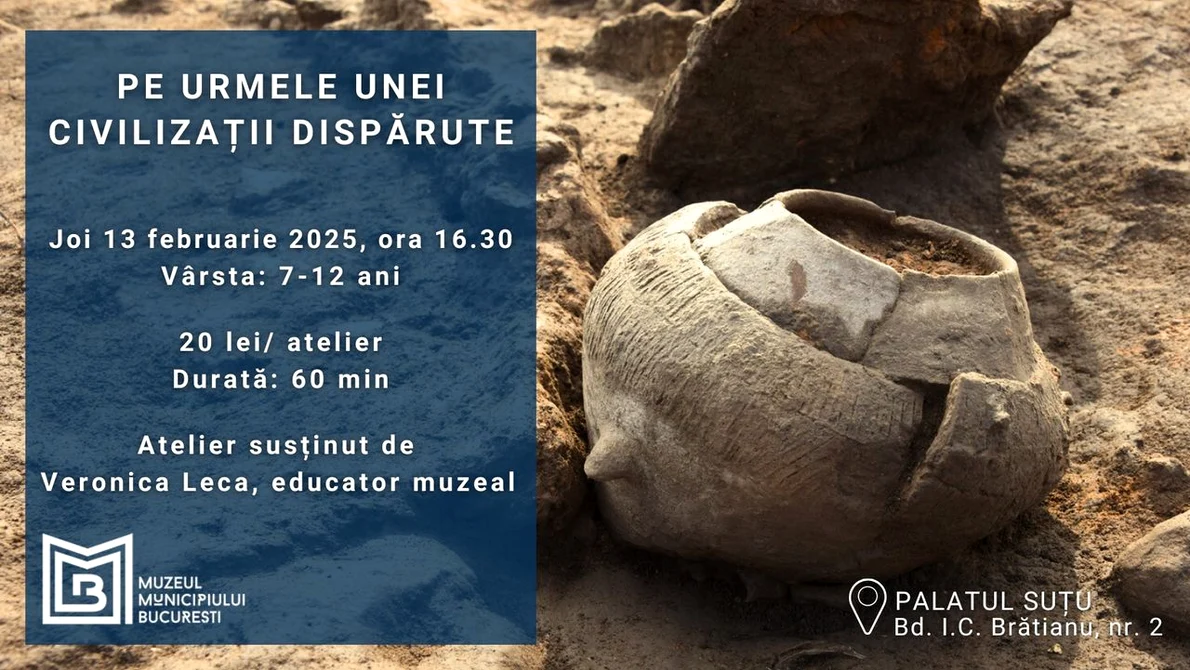 „Pe urmele unei civilizații dispărute” - atelier interactiv pentru copii la Palatul Suțu