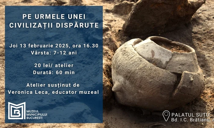 „Pe urmele unei civilizații dispărute” - atelier interactiv pentru copii la Palatul Suțu