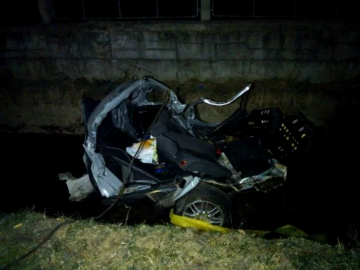 Mașina implicată în acest accident la Brașov a fost extrem de avariată