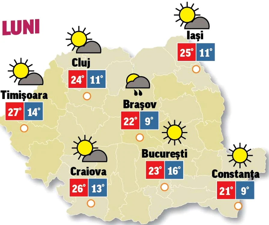 Prognoza meteo 27 aprilie anunţă temperaturi ridicate în aproape toata ţara