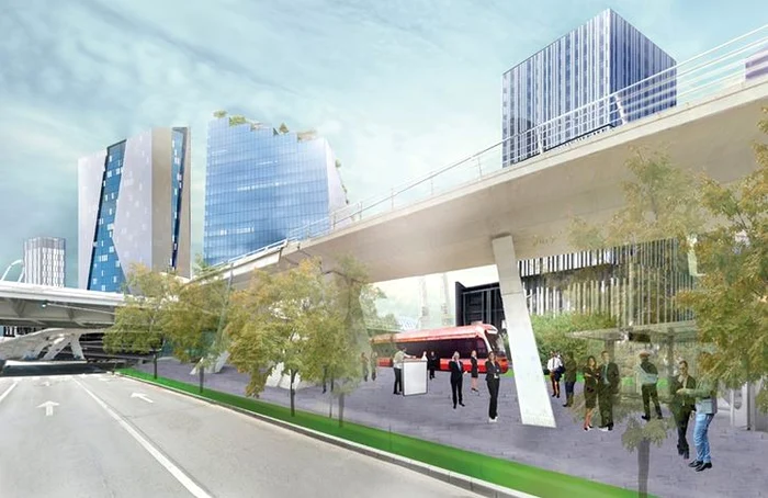 În jurul actualei gări s-ar construi un minicartier ecologic, un centru comercial și de afaceri și locuințe (Foto: proiect de regenerare Gara de Nord)