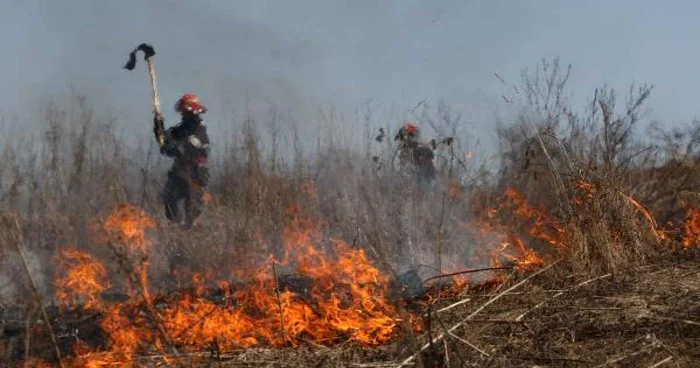 Pompierii se luptă să stingă flăcările (foto arhivă)