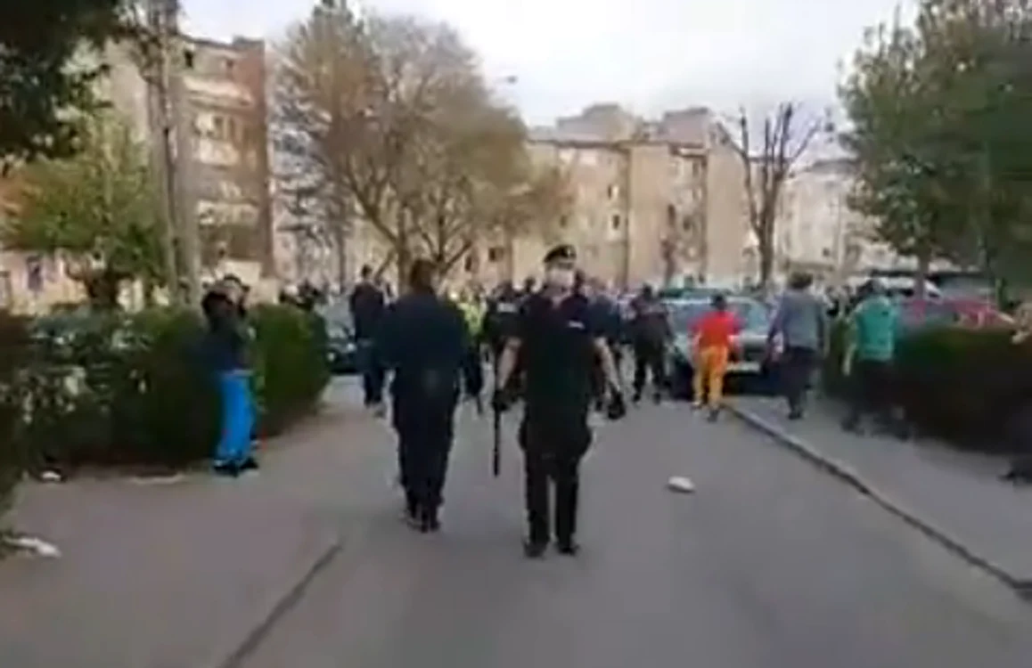
    Jandarmii și polițiștii au fost alungați cu pietre. Oamenii legii au scos pistoalelefoto: captură/Facebook  