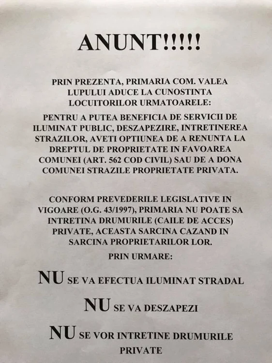 Anunt Valea Lupului 