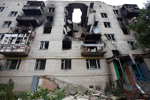 Bloc distrus în bombardamentele din Izium FOTO Profimedia 
