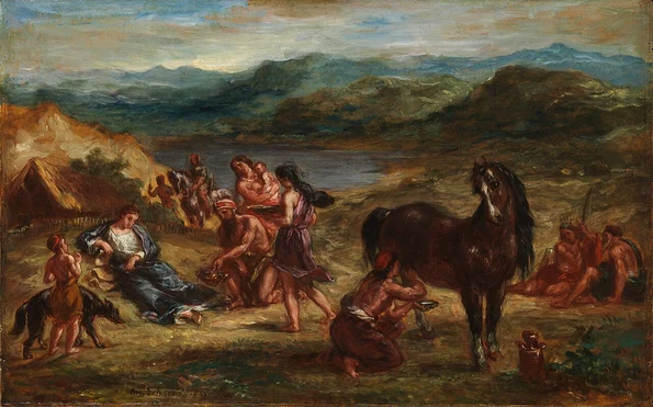 Ovidiu printre sciți, pictură de Eugène Delacroix, din 1862 (© Metropolitan Museum of Art)