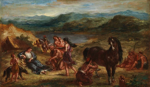 Ovidiu printre sciți, pictură de Eugène Delacroix, din 1862 (© Metropolitan Museum of Art)