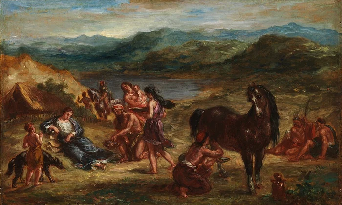 Ovidiu printre sciți, pictură de Eugène Delacroix, din 1862 (© Metropolitan Museum of Art)
