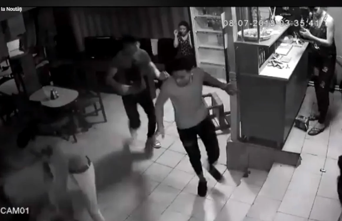 Scandal sângeros într-un bar din Alunu - Vâlcea, Foto: captură video
