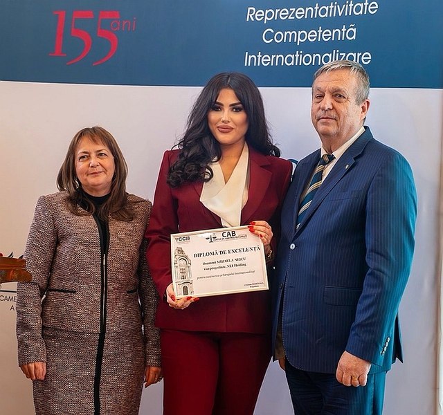 Mihaela Neicu, vicepreședinte NEI Holding, distinsă cu Diploma de Excelență în cadrul conferinței CCIB