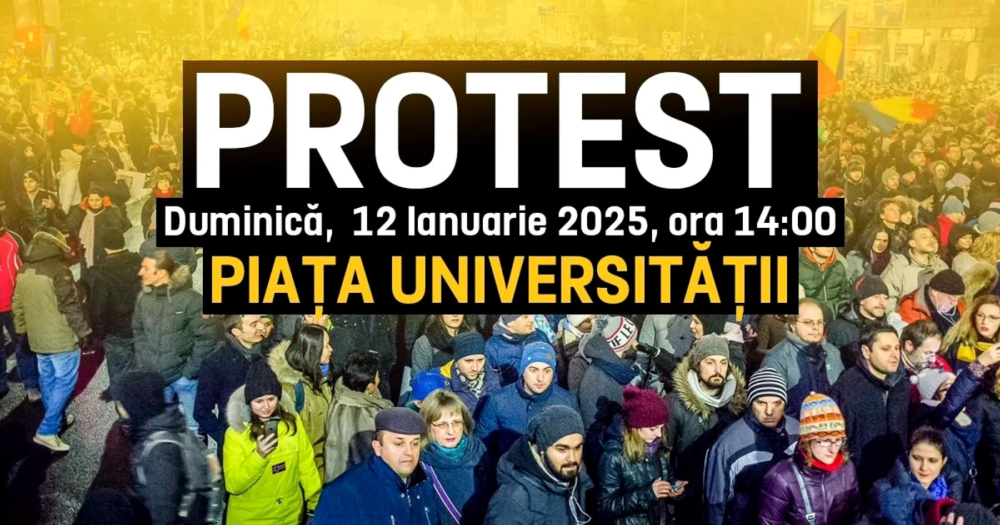 Protestul va avea loc duminică, în Piața Universității FOTO: AUR