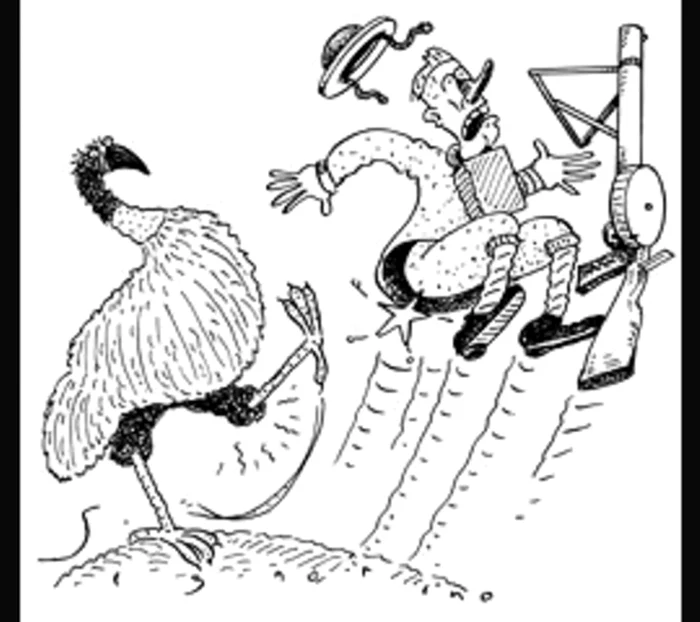 Caricatură privind „Războiul Emu” FOTO washingtonpaper.com