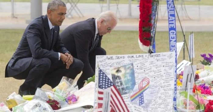 Barack Obama şi vicepreşedintele Joe Biden aduc omagii victimelor de la Orlando FOTO AFP