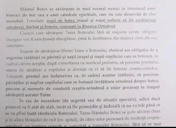 Extras din informarea Patriarhiei către bisericile din Ilfov FOTO Facebook Sandra Alexiu