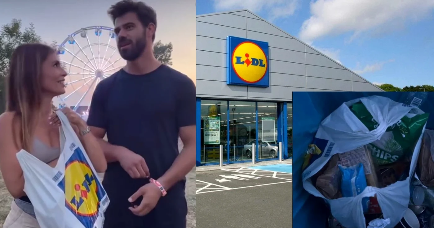 colaj foto sanziana negru care aruncă produse alimentare de la Lidl