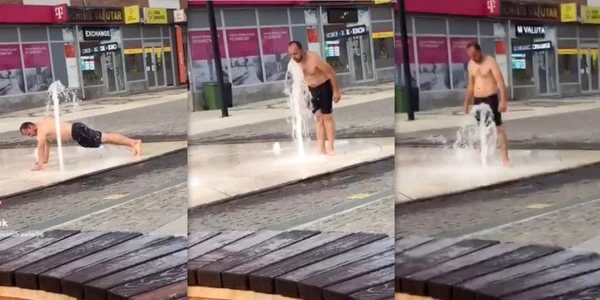 captura video de pe tik tok cu bărbatul din hunedoara care se scalda in arteziana