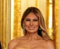 Melania Trump cu o rochie Carolina Herrera la dineul de stat. FOTO: Profimedia