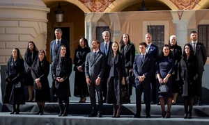 Familia Princiară la vizita Papei Leon în Monaco   Palatul princiar jpg
