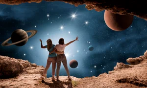 space collage with young women jpg