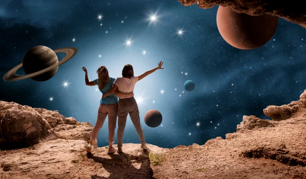 space collage with young women jpg