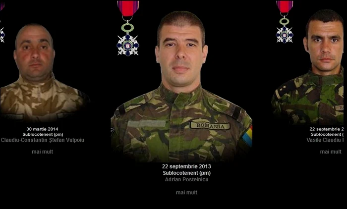 Ultimii trei soldați români decedați pe frontul de luptă sunt comemorați pe site-ul mapn.ro