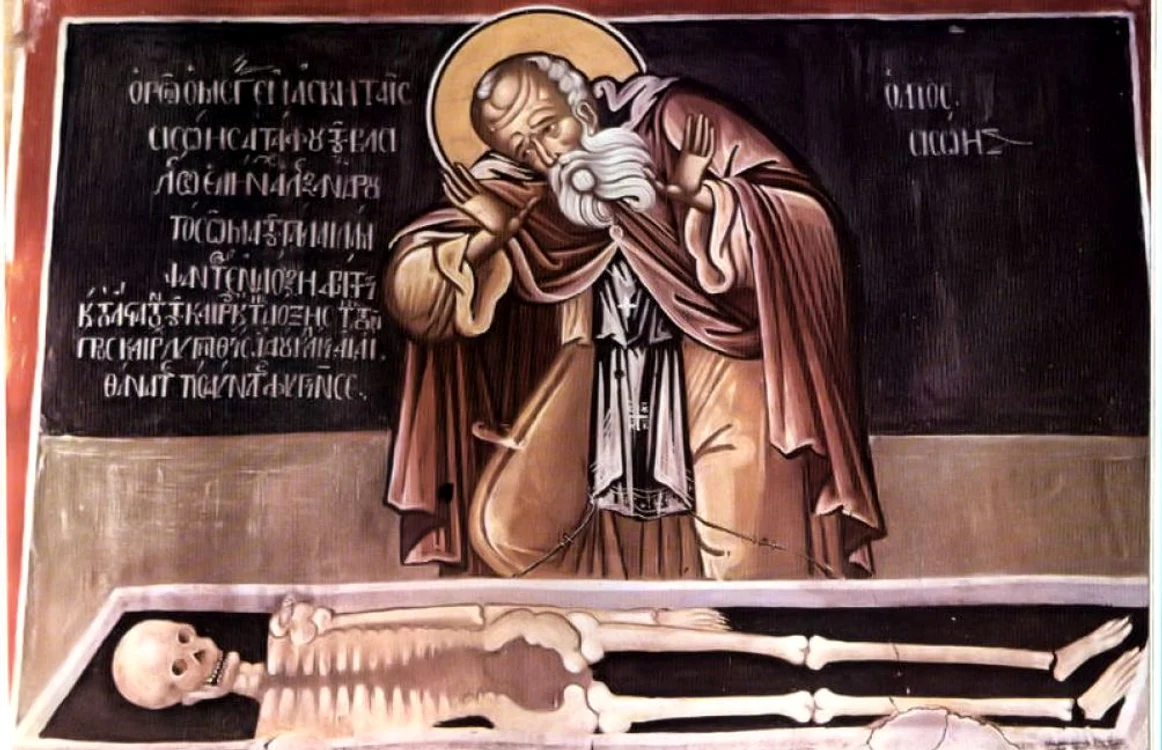 Sf Sisoe la mormântului Alexandru cel Mare FOTO ortodox.wiki.ro