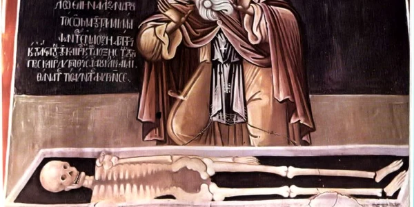 Sfântul Sisoe la mormântul lui Alexandru cel Mare Sursă foto ro.orthodox.wiki.org