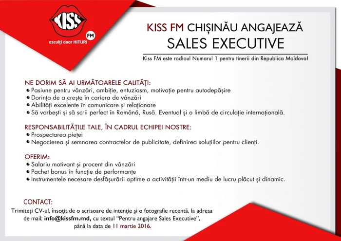 kiss fm angajeaza