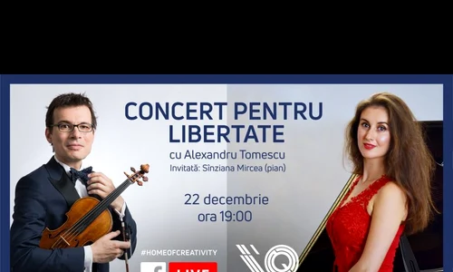 Alexandru Tomescu va susține astăzi, împreună cu pianista Sînziana Mircea, un „Concert pentru libertate”, live pe pagina de Facebook Qreator by IQOS jpeg