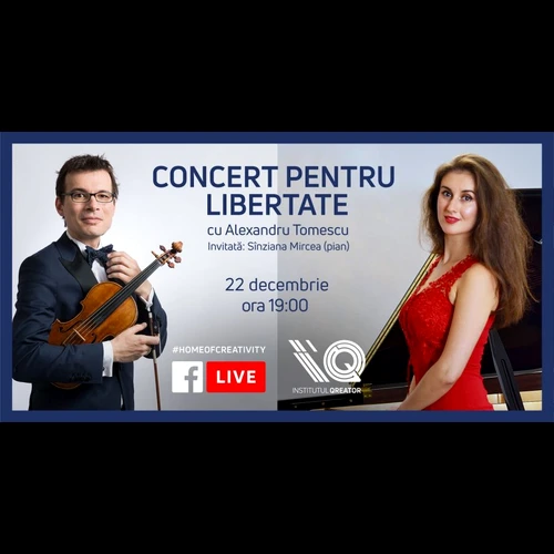 Alexandru Tomescu va susține astăzi, împreună cu pianista Sînziana Mircea, un „Concert pentru libertate”, live pe pagina de Facebook Qreator by IQOS jpeg