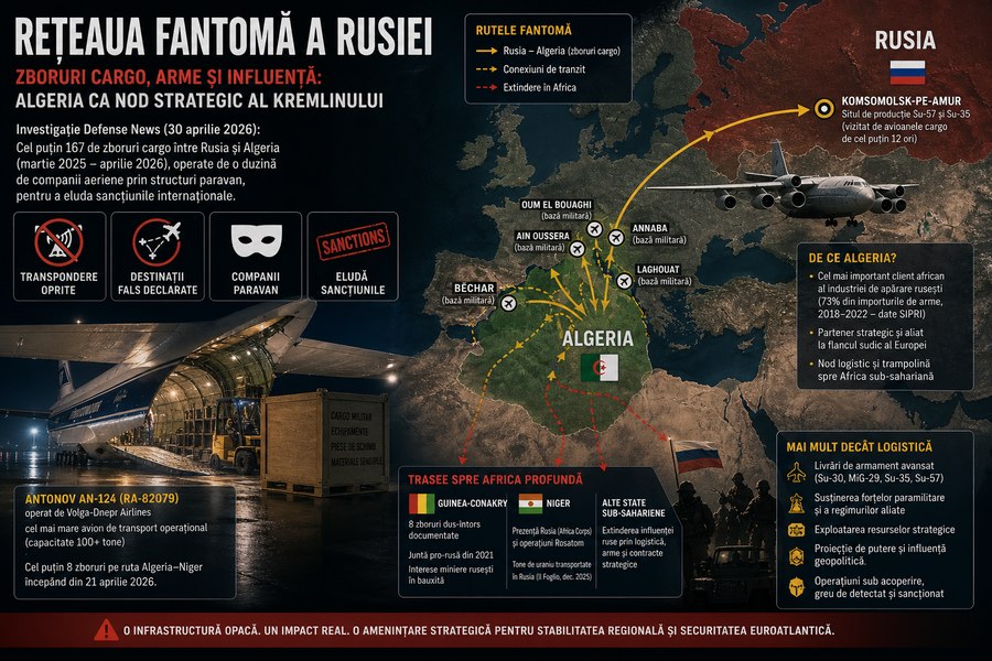 Rețeaua fantomă a Rusiei!  Zboruri cargo, arme și influență: Algeria ca nod strategic al Kremlinului