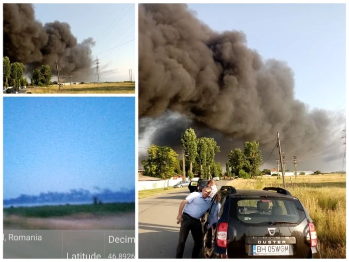 Norul toxic de la incendiul care a cuprins o uriaşă platformă de deşeuri de plastic din Bihor se îndreaptă spre Ungaria. FOTO: Garda de Mediu Bihor