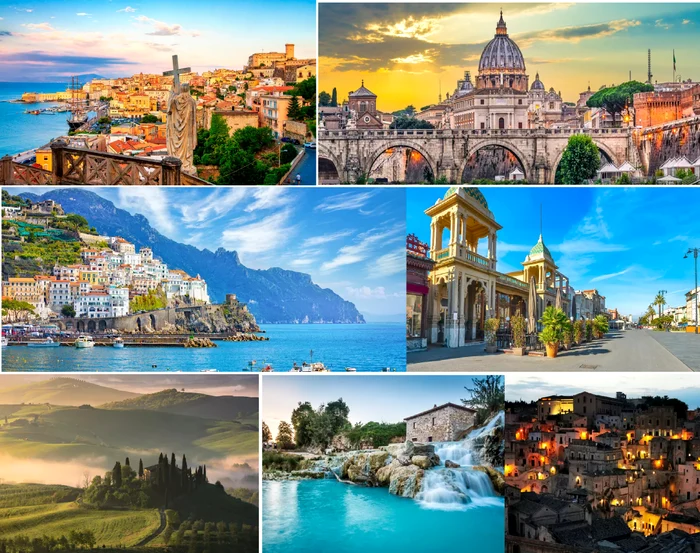 Italia de pe Coasta Amalfi la Roma Toscana și Coasta de Est Colaj Italia-it / DMS