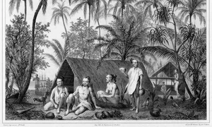 Locuitori din Insulele Caroline (arhipelag din Palau). Litografie din secolul al XIX-lea (© Library of Congress)