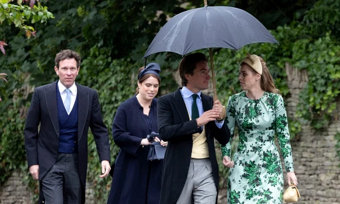 Jack Brooksbank, Prințesa Eugenie, Edoardo Mapelli Mozzi și Prințesa Beatrice la nunta lui Peter Phillips cu Harriet Sperling   profimedia 1108326521 jpg