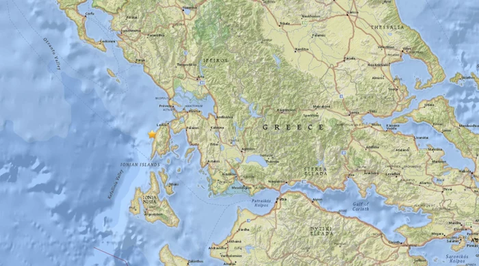 Cutremurul a avut loc în largul Insulei Lefkada FOTO earthquake.usgs.gov