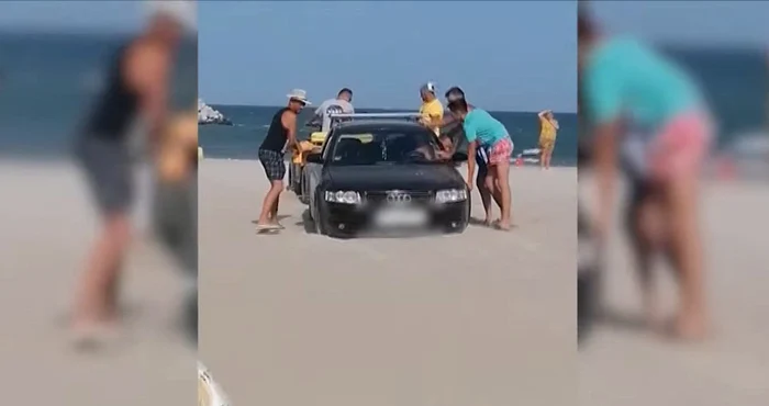 Șoferul a fost drastic amendat după ce a intrat pe plajă cu mașina FOTO Adevărul