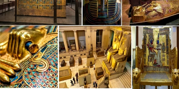 Minunile Egiptului Antic din Muzeul de Arheologie din Cairo Foto colaj