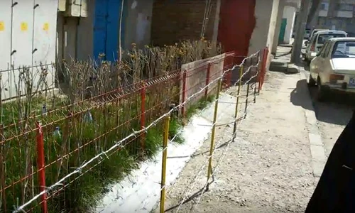Inițial, omul a montat un gard din plasă sudată   jpeg