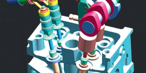 Pistonul şi solenoidul sunt montate pe supape din stânga