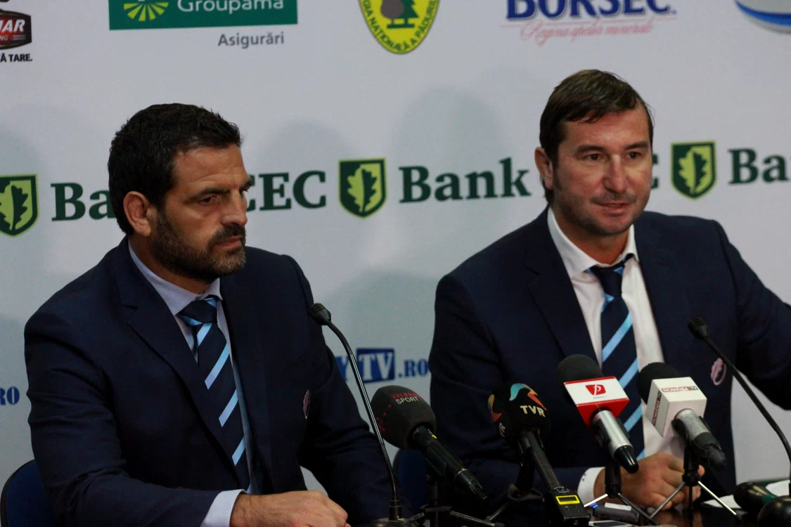 Alin Petrache l-a prezentat pe Thomas Lievremont ca nou antrenor al echipei de rugby a RomânieiFoto: Marian Burlacu