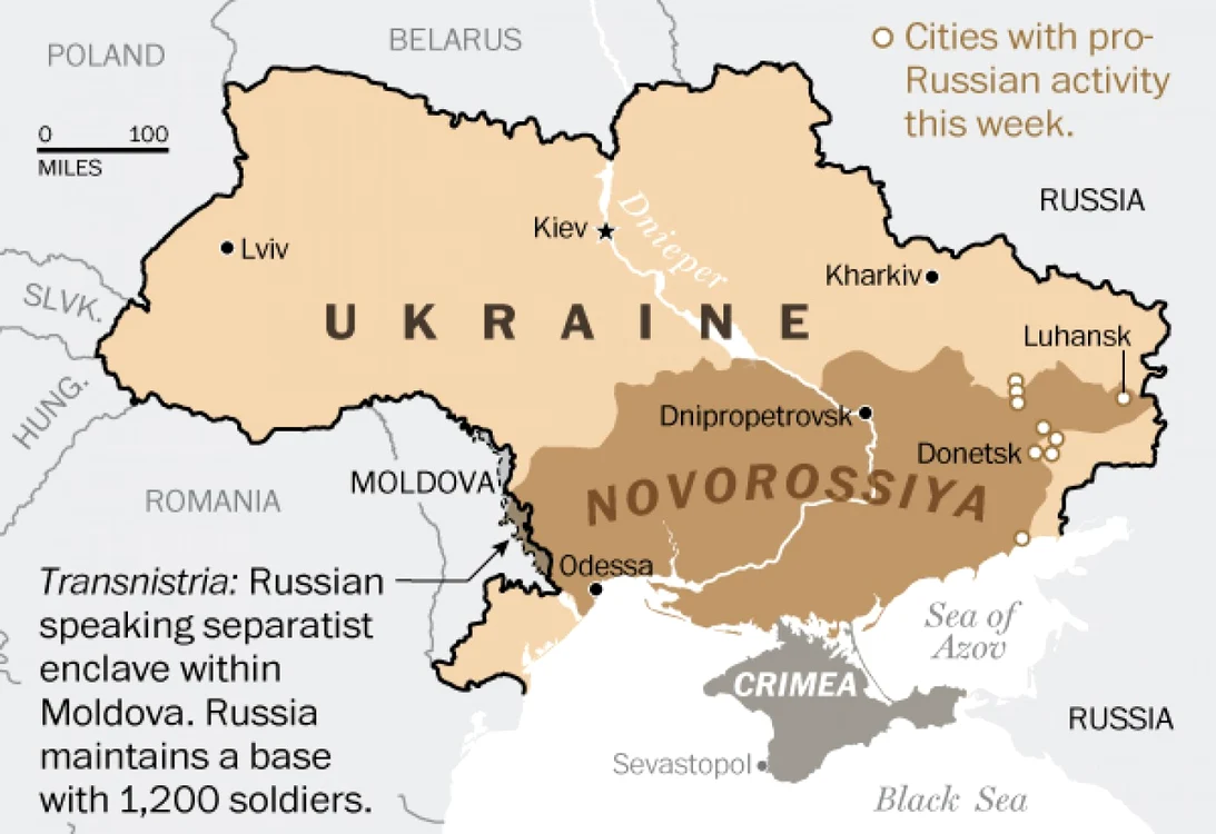 Novorussia pe hartă FOTO washingtonpost.com