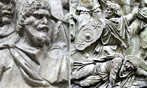 Daci infatisati pe columna lui Traian foto wikimedia commons jpg