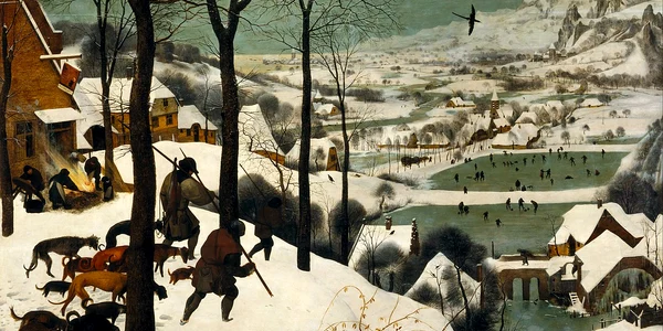 Pictură medievală Pieter Bruegel the Elder Hunters in the Snow Sursa Wikipedia jpg