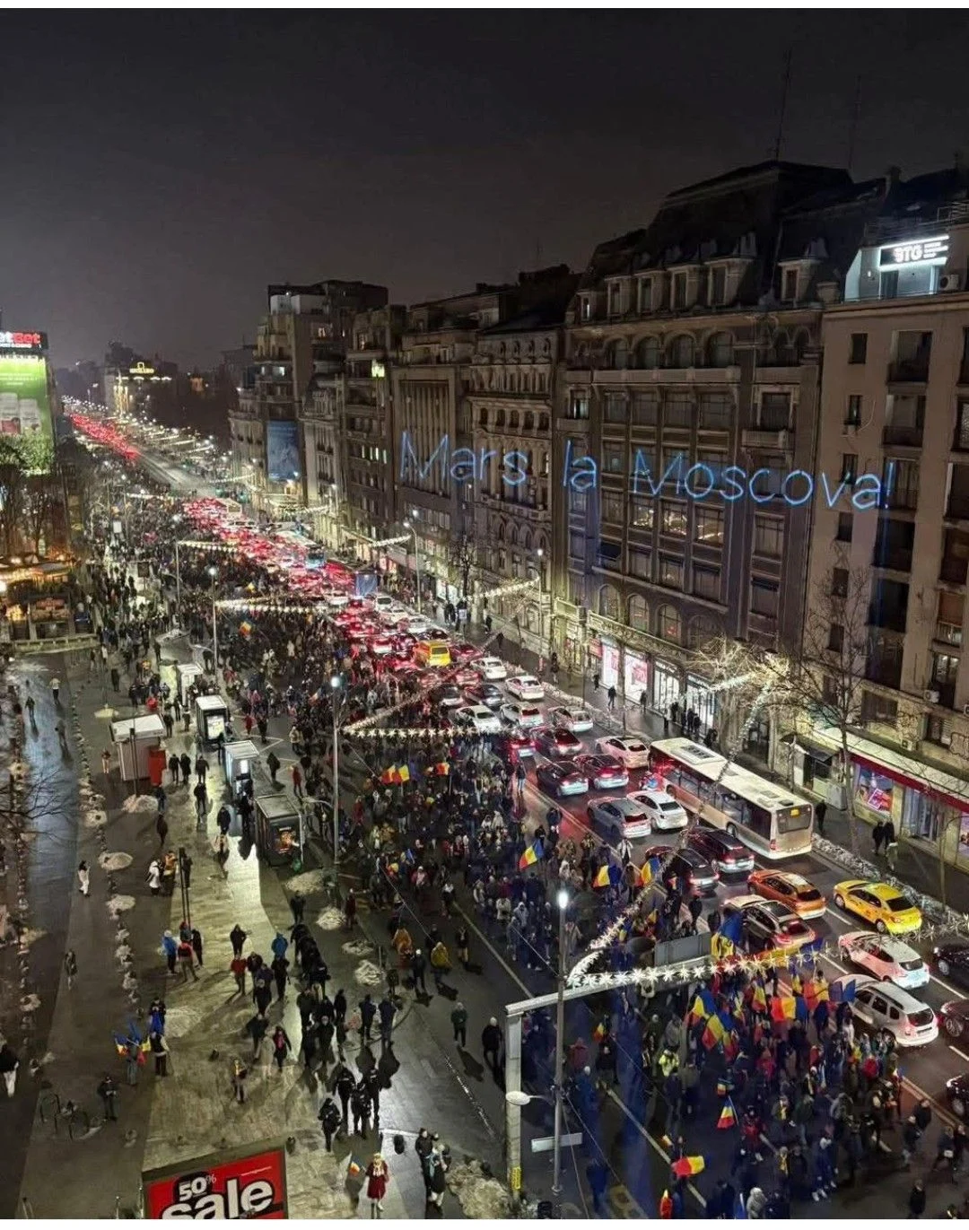Amenda primită de motociclistul care a proiectat mesajul „Marş la Moscova” în timpul protestului AUR