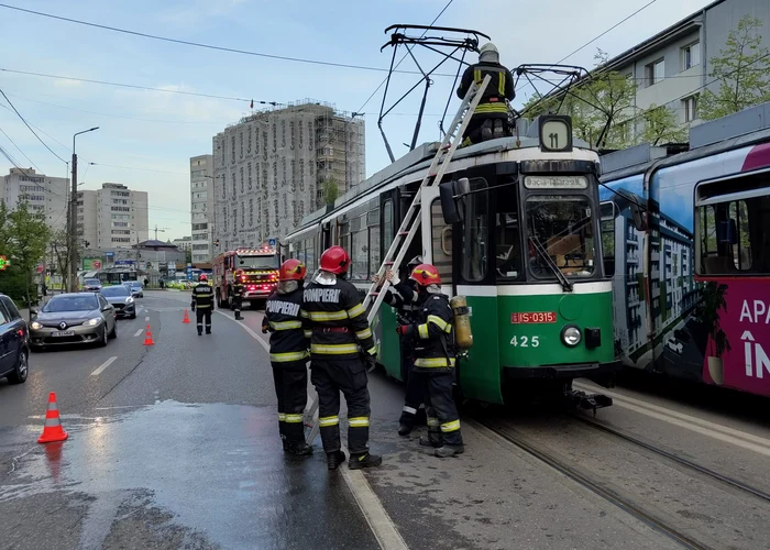 Un tramvai aflat pe un traseu din orașul Iași FOTO: ISU Iași